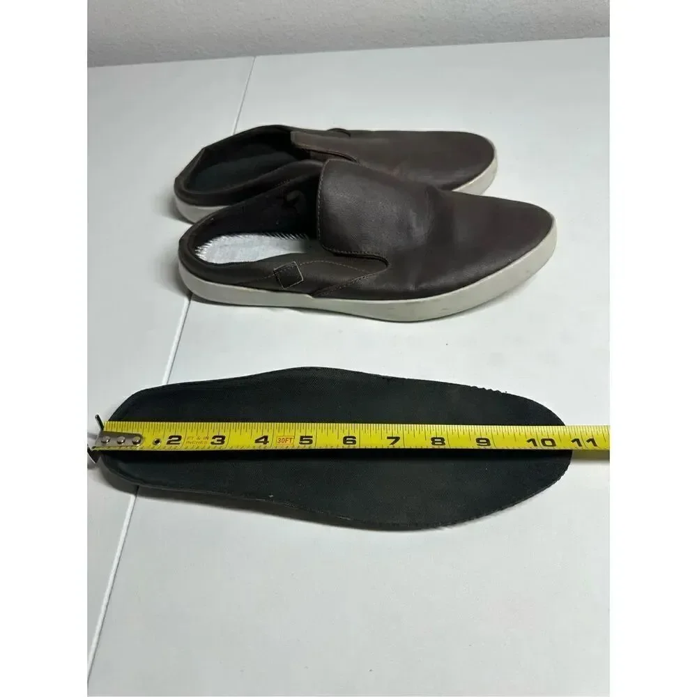 Oneself Men’s Genuine Leather Slip-On Flat Backless Brown Sz 39 EU/6,5 US